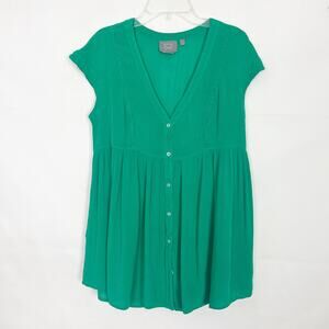 Vanessa Virginia Green Babydoll Long Line Top Size Small